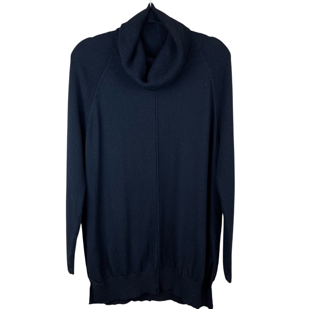 Cynthia Rowley Sz XL Black Cowl Neck Sweater 100% Merino Wool
